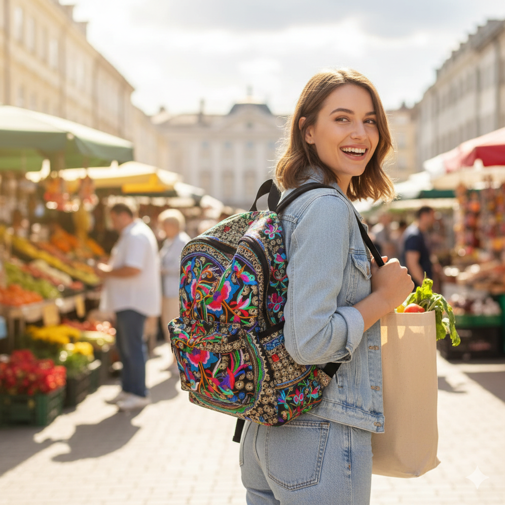 Vintage Embroidered Backpack