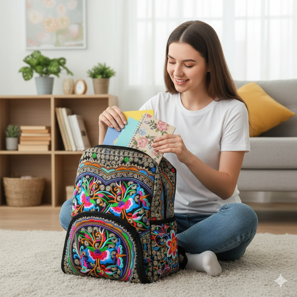 Vintage Embroidered Backpack