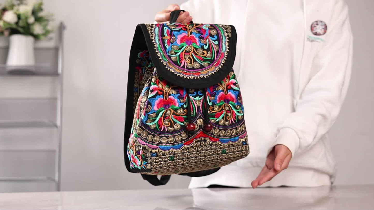 Vintage Embroidered Backpack